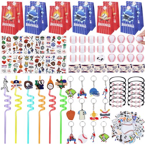 Gifts2U Baseball Party Favors Supplies, 146 Pcs Baseball Themed Goodie Bags Stuffers with Bracele...