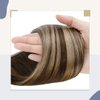 LaaVoo Hair Extensions Ponytail Real Human Hair Balayage Brown Fading to Caramel Blonde Highlights Human Hair Ponytail Extensions Ombre 18 Inch Clip in Hair Extensions Ponytail Straight 80g