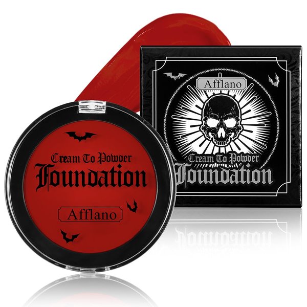Red Face Paint Cream to Powder Makeup Foundation, Full-Coverage Face Painting for Kids & Adults, Professional Washable Smoothly Body Paint Concealer for Halloween Makeup Clown, Zombie, Vampire, Devil