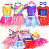 Princess Dress up Clothes for Girls,Princess Costume for Girls with Wing Headband,Unicorn Costume & Mermaid Costume Halloween Christmas Birthday Toddler Toys 3-6 Years