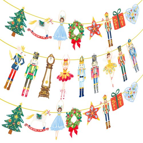 Nutcracker Party Banners 2Pcs Christmas Ballet Nutcracker Decorations Nutcracker Party Supplies Xmas Tree Cutout Banners for Nutcracker Soldier Party Hanging Sign Decor