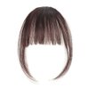 Wixine 1Pcs Dark Brown Thin Neat Air Bangs Remy Human Hair Extensions Clip in on Fringe Front Hairpiece