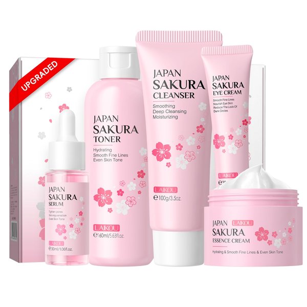 LAIKOU Skin Care Set, Skin Care Routine Kit for Women, Teen Face Care Kit Girls, Skincare Gift Set with Cleanser, Toner, Serum, Eye Cream, Face Cream 5pcs Mother's Day Christmas Birthday Daughter Wife