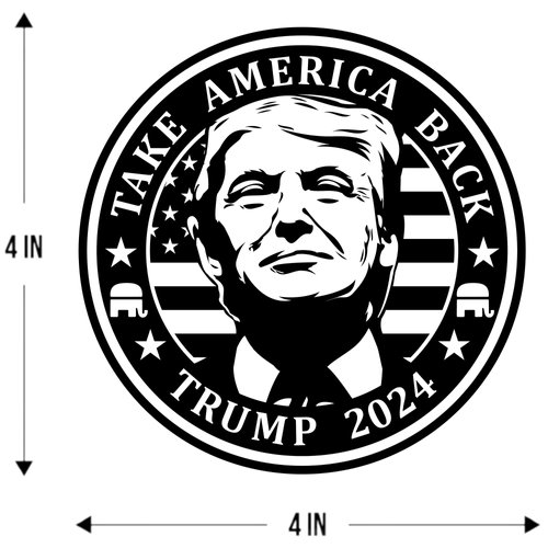 eDesign 2-Pack Take Back America Trump 2024 Sticker Decal Vinyl - 4 Inches - Trump Stickers 2024 for Car Truck Van Window Bumper Laptop Tablet Cup Tumbler Water Bottle and Any Smooth Surface