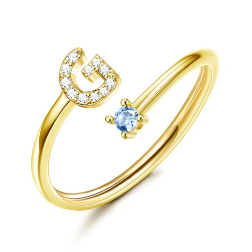 Dochais Cubic Zirconia Gold Initial Rings for Women Non-Tarnish 14k Gold Plated Adjustable Pinky Ring Cute Dainty Finger Rings Birthday Gifts for Her Size 6-9, Letter G