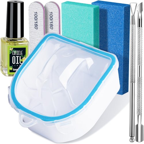 Teenitor Nail Soaking Bowl, Soak Off Bowl Nail Soaking Bowl Acetone Proof, Soak Off Gel Polish Remover Bowl, Manicure Bowl for Hand and Cuticle Peeler Scraper Cuticle Oil Nail File and Nail Buffer