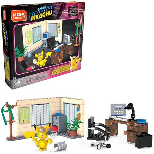 Mega Construx Pokemon Detective Pikachu Pikachu's Office Construction Set with Character Figures, Building Toys for Kids (183 Pieces)