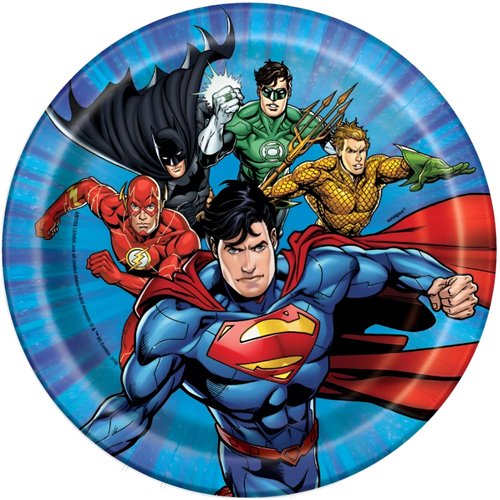 Unique Round Dessert Paper Plates - 7", Justice League, 8 Pcs