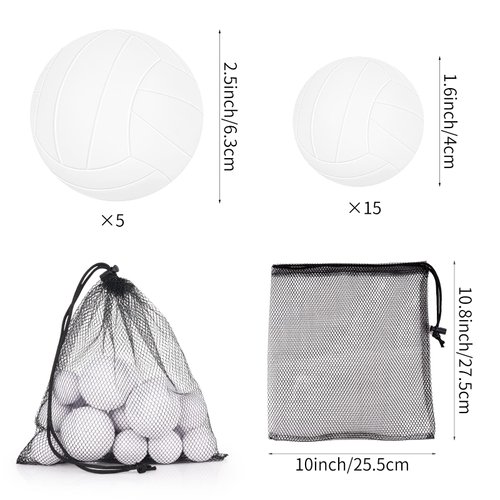 20 Pieces Mini Volleyball Stress Balls Set, 2.5 Inch and 1.6 Inch Foam Sports Balls Tiny Volleyball Toys for Volleyball Birthday Party Favor Supplies School Carnival Reward