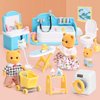 Dollhouse Furniture Set for Kids Toys Miniature Doll House Accessories Pretend Play Toys for Boys Girls & Toddlers Age 3+ with Bathroom