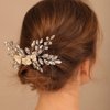 BERYUAN Bridal White Flower Green Crystal Rhinestone Hair Comb for Bride Bridesmaid Sliding side Headpieces Wedding Hair Accessories for Women and Girls (Green)