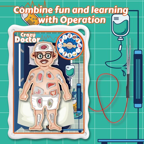 Classic Operation Board Game for Kids Ages 3-8, Fun Games Operation Game Play with Tweezers & Fun Game Pieces, Family Games for Kids, Kids Board Toys for 1+ Players, for Kids