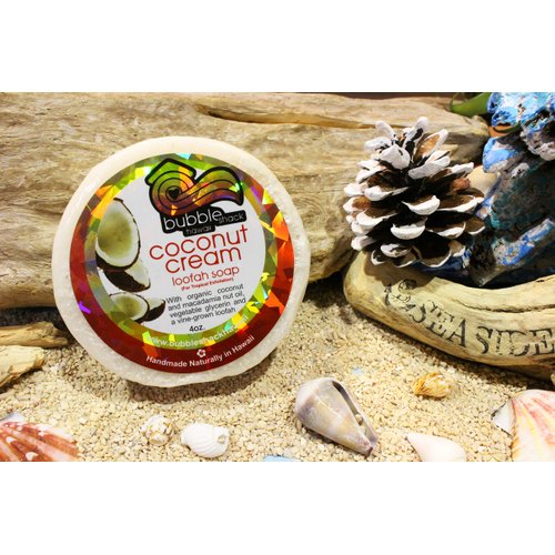 Bubble Shack Hawaii Loofah Lather Soap Bar (Coconut Cream)