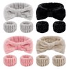 CIEHER 12 PCS Makeup Headband for Women Wrist Washband Scrunchies Cuffs for Washing Face, Soft Bow Hair Band Matching Wristbands, Spa Headband Coral Fleece Bow Headbands for Girls