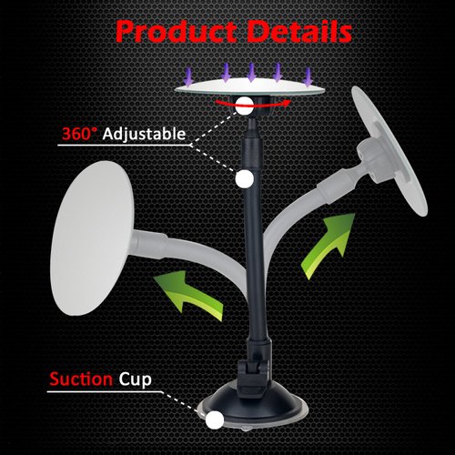 3.35" Round Blind Spot Mirror, Ampper 360 Degree Rotate Adjustabe Rear Facing Mirror Long Arm HD Glass Convex Rear View Mirror