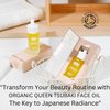 QUEEN TSUBAKI OIL: Organic Japanese Tsubaki Face Oil, the Ultimate Natural Japanese Beauty Secret Elixir for Youthful Skin, Anti-Aging, Dewy Glow Hydrating-Best Face Moisturizer
