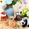 Threan 6 Pcs Woodland Animal Jungle Animal 4 Inch Small Plush Toy Forest Safari Stuffed Animals Set, Panda, Raccoon, Sloth, Big Tail Squirrel, Fox, Hedgehog Animals for Kids Student Award