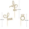 Donoter 48 Pcs Gold Glitter Diamond Ring Love I Do Cupcake Topper Picks for Wedding Engagement Party Cake Decorations