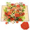 POPWOW Anniversary Pop Up Card, Floral Rose, Love You, Red Roses, Elegant 3D Greeting Cards, Ideal Gifts for Birthday, Mom, Sister, Aunt, Grandma, Daughter, Girl, Women 5x7