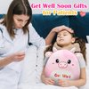 CozyWorld Get Well Soon Pink Cow Plush Pillow Stuffed Animal Plushies Soft Recovery Gift for Girls Woman, Encouragement Cushion for Post-Surgery and Illness