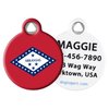 Dog Tag Art Arkansas State Flag Personalized Pet ID Tag for Dogs and Cats, Silent Polymer Coated Stainless Steel Arkansan Flag Nametag with Customized Identification Information - Small .875" Diameter