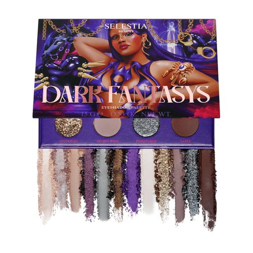 SELESTIA BEAUTY Makeup Eyeshadow Palette Dark Fantasys- 12 Shades with Matte, Shimmer, Satin and Glitter Finishes - Ideal as Women's Gifts for Christmas - High Pigmented Eye Shadow Palette - 0.47 Oz