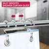 Stainless Steel Double Shower Curtain Hooks Rust Proof (Set of 12) – Double Sided Bathroom Curtain Hooks with Effortless Gliding Roller Balls – Easy to Install Dual Shower Curtain Hangers (Nickel)