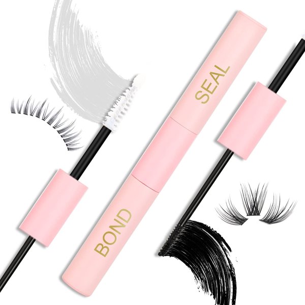 EMEDA Lash Bond and Seal Lash Glue for DIY Eyelash Extensions Strong Lash Cluster Glue for Individual Eyelashes Latex Free by EMEDA (2-in-1 Black Bond and Seal)