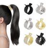 6PCS Small Hair Claw Clips for High Ponytail, Rhinestone Shark Hair Clips for Women Girls Thick Long Hair