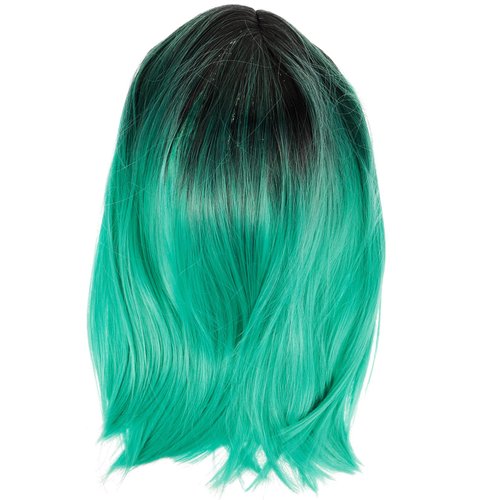 minkissy Green Bob Wigs Straight Short Wig Ombre Green Cosplay Wig Patricks Wig for Women Girls (Gradient Green 35 x 55 cm)