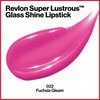 Revlon Super Lustrous Glass Shine Lipstick, Flawless Moisturizing Lip Color with Aloe, Hyaluronic Acid and Rose Quartz, Fuchsia Gleam (022), 0.15 oz