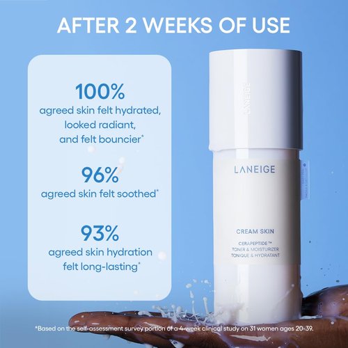 LANEIGE Cream Skin Refillable Toner & Moisturizer Pump: Amino Acid, Nourish, Hydrate, Barrier-Boosting, Visibly Firm