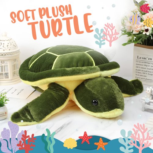 Civaner Turtle Stuffed Animals Sea Turtle Plush, Giant Stuffed Turtle, Plush Pillow Toys, Tortoise Plush Toys Doll for Birthday Christmas Thanksgiving Day Halloween(12 Inches)