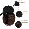 Qlenkay Baseball Cap with Hair Extensions 14inch Wavy Curly Bob Hairstyle Adjustable Wig Hat Attached Synthetic Hairpiece for Woman Medium Brown