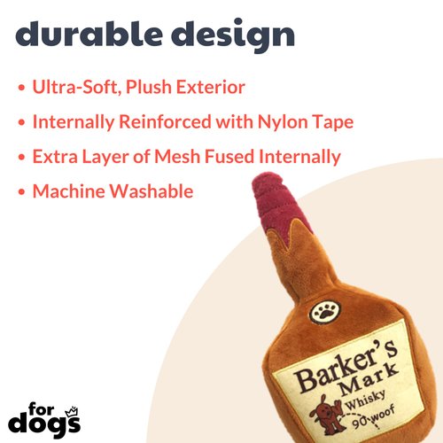 Huxley & Kent for Dogs | Barker's Mark (Small) | Funny Dog Toy | Power Plush Dog Toy with Squeaker | Dog Gift | Fun, Durable, and Safe | H&K Squeaky Dog Toy