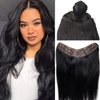 One Piece Human Hair Clip in Extensions 20 Inch 100G Black Clip in Hair Extensions Real Human Hair Black Girl Straight Double Weft Seamless Clip in Hair Extensions Human Hair V Shaped Clip ins Hair