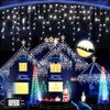 65 FT 640 LED Christmas Lights Outdoor Decorations Clear Wire String Lights Plug in 120 Drops 8 Modes Memory Timer Connectable Curtain Fairy Lights Waterproof for Holiday Wedding Party-Cool White