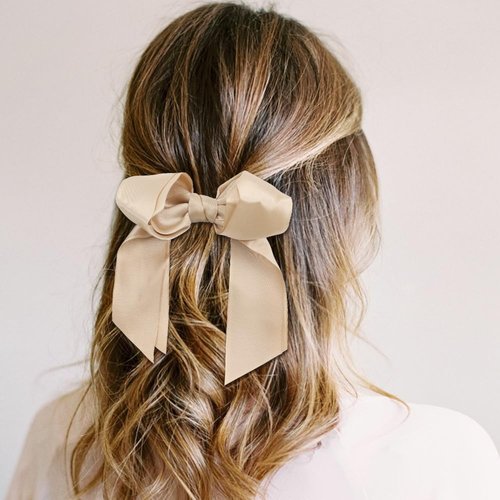 Lawie 6 Pack Satin Skinny Long Bowknot Hair Bows Scrunchies With Ribbon Bow Ponytail Holder French Twist Elastics Rubber Bands Chignon Bun Hairbands Accessories for Women Girl