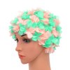 Medifier Lace Vintage Swim Cap Floral Petal Retro Style Bathing Caps for Women Rose Pink and Green