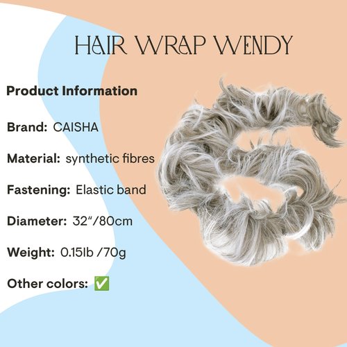 CAISHA Hairpiece Hair Wrap Heat-resistant Synthetic Fibres Curly Messy Updo Gray Mix HW31