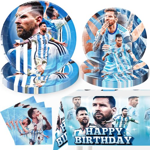 41pcs Happy Birthday Decorations Tableware Set for 10 Guests, HD Party Decorations for Birthday Party Includes 20pcs Party Plates and 20pcs Napkins, 1pcs Tablecover Party Supplies