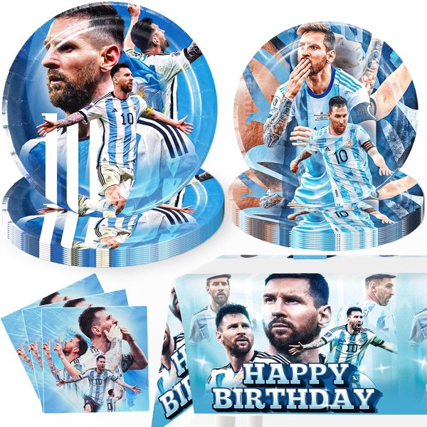 41pcs Happy Birthday Decorations Tableware Set for 10 Guests, HD Party Decorations for Birthday Party Includes 20pcs Party Plates and 20pcs Napkins, 1pcs Tablecover Party Supplies