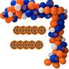 Dart War Party Balloon Garland Kit, 113Pack Blue Orange Black Balloons, Target Sign for Kids Baby Shower Birthday Party Decorations