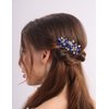 Teyglen Blue Rhinestone Bridal Side Comb Crystal Bride Wedding Hair Comb Sparkly Hair Accessories Rhinestone Headpiece for Women Hair Piece (Blue)