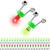OHOH LED Night Fishing Rod Bite Bait Alarm Light with Twin Bells Ring Fishing Bite Alarm Indicator On Fishing Rod (20 Red Lights and 20 Green Lights)