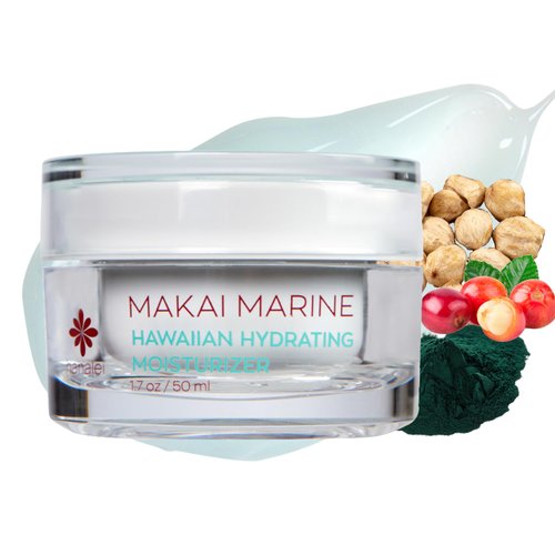 Hanalei Makai Marine Face Moisturizer, Non-Greasy Lightweight Gel Cream Lotion for Dry Skin - Hydrating & Rejuvenating Formula - Vegan, Cruelty-Free - Made in USA - 1.7 fl oz