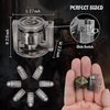 CZYY Metal Polyhedral Bullet Dice Set of 7 with Spinning Revolver Cylinder Container - Cyberpunk Style Dice for Warhammer 40K, D&D, Sci-Fi, War, or Crime Theme Tabletop Games (Silver)