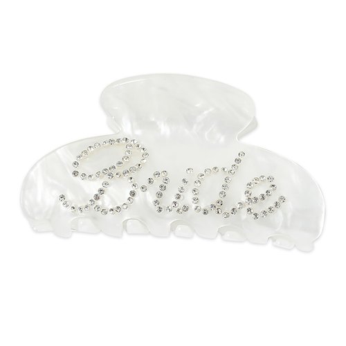 Bride Claw Hair Clip,​ Bride White Acrylic Hair Clips with Rhinestone Logo, Bachelorette Party Wedding Birthday Banana Barrettes Hair Decorations for Girl, Trendy Bridal Claws