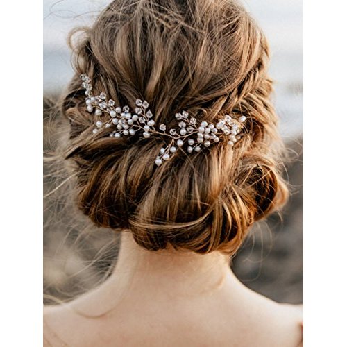 fxmimior Bridal Wedding Headpiece Hair Vine Crystals Rhinestone Headband Tiara Wedding Party Evening Hair Accessory (gold)