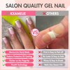 KXAMELIE Neon Green French Tip Press on Nails Short Square Natural Fake Nails For Women Nude Glue on Nails Short Nails Press on Gel Nails Set Reusable Acrylic False Nails For Girls in 24 PCS